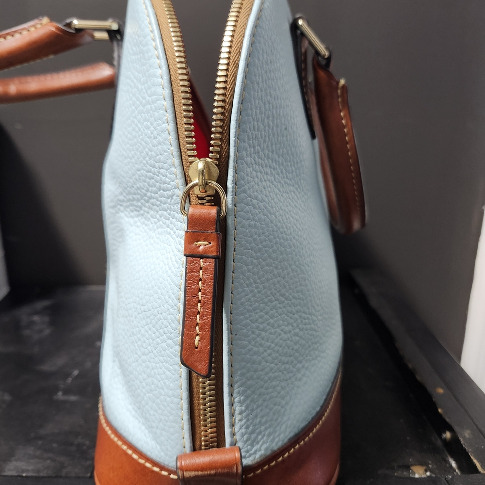 Dooney & Bourke Light Blue and Tan Satchel - Picture 7 of 9